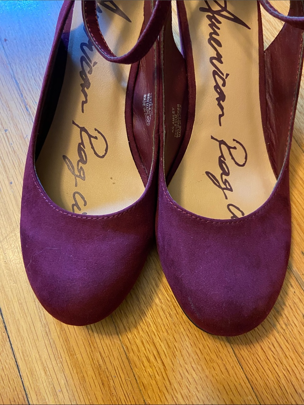 American Rag Burgundy Suede Ankle-Strap Heels - Picture 3 of 11